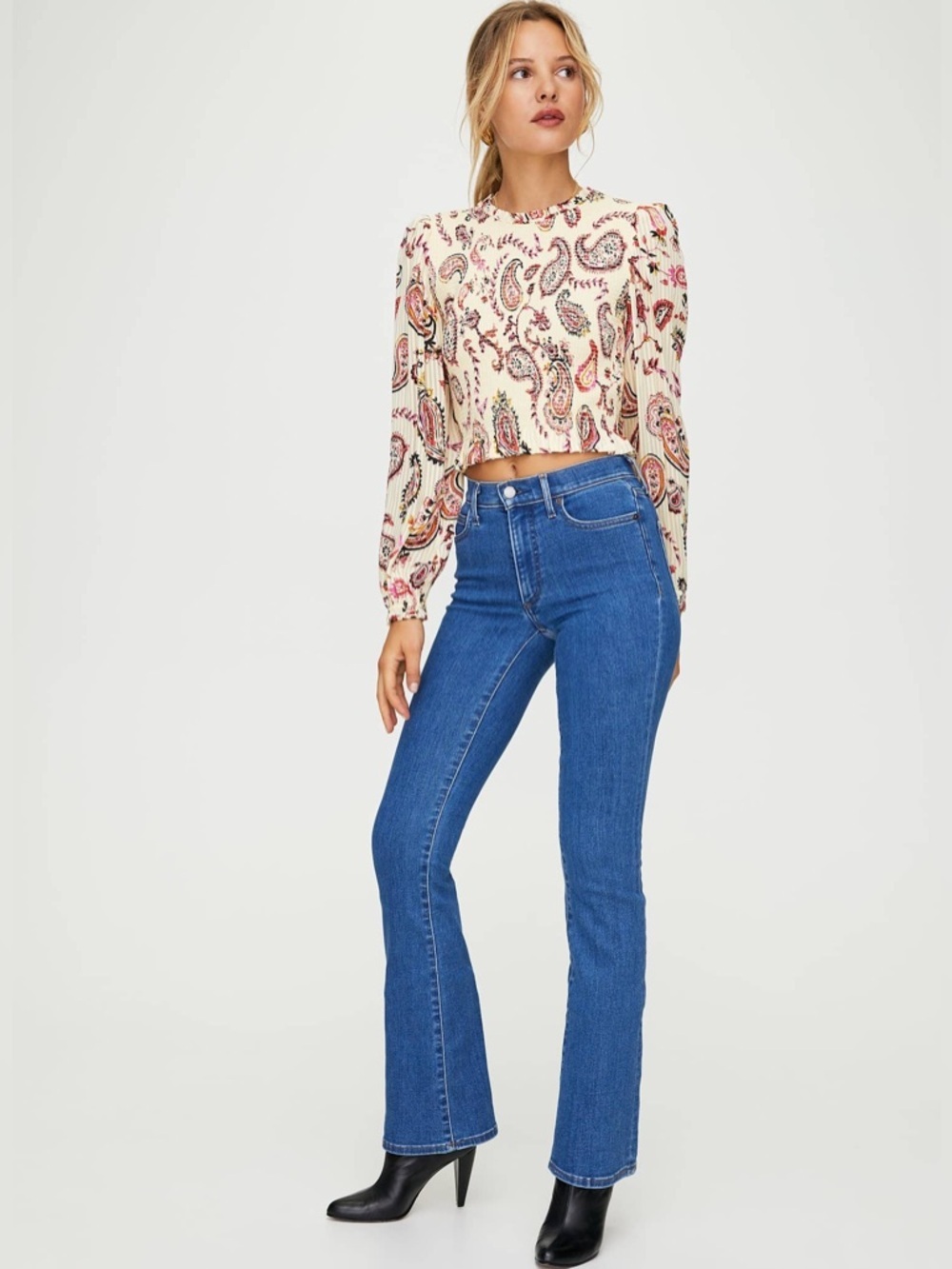 NEW Aritzia Wilfred Lilith Smock Tempest Ruffle boho Blouse floral cream red XS